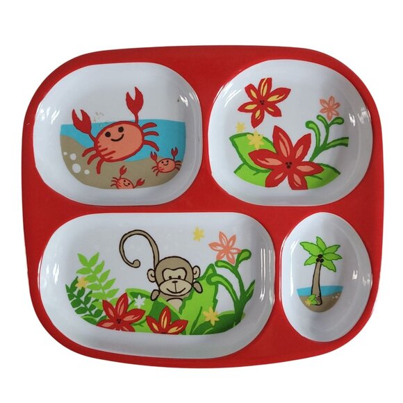 Target Home Melamine Divided Plates Set of 4 Animals Fish Dino Ocean BPA Free - Picture 4 of 13
